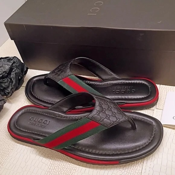💋Rare Gucci Leather Thong Slide 'Black' 268670 A9LA0 1061 (G8.5) NWOB - Picture 11 of 15